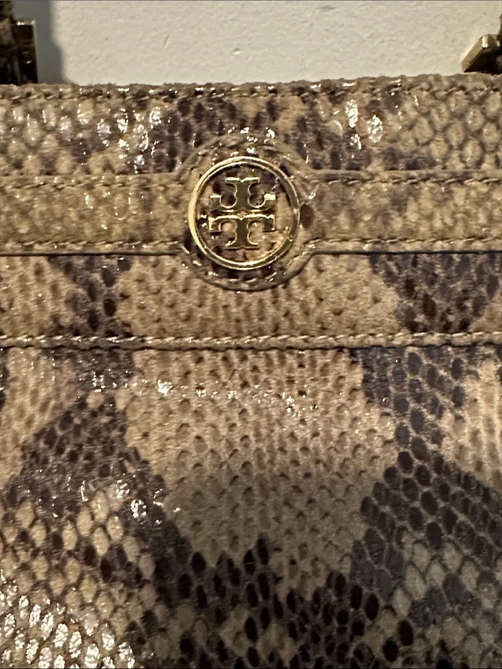 Tory Burch Python Embossed Leather Top Handle Satchel Bag